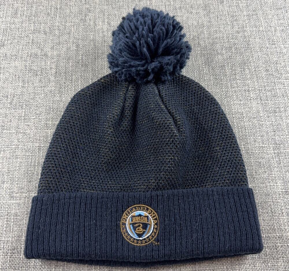Philadelphia Union Adidas MLS Pom Beanie Knit Hat Navy Gold 2016 Soccer